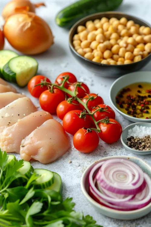 ingredientes Ensalada de garbanzos con pollo