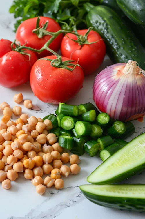 ingredientes Ensalada de garbanzos con verduras